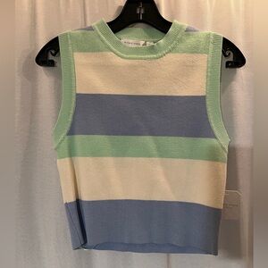 NWT Altar’d State woven blue strip crop top